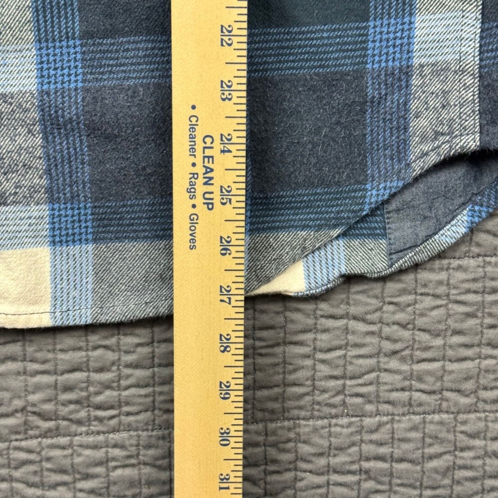 Prana Flannel Shirt Women Large Blue Plaid Golden Canyon Button Front Outdoors - Picture 11 of 12